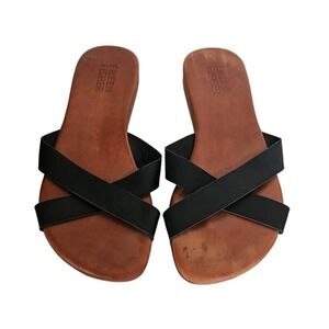 Eileen Fisher Black Leather Sandals Size 10